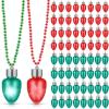 Jenaai 72 Pcs Light Up Christmas Bulb Necklace on Mardi Gras Beads, LED Light Bulbs Necklace Flashing Glow in The Dark Necklaces for Christmas Party Favor Stocking Stuffers (Red,Green) view 1