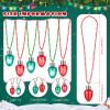 Jenaai 72 Pcs Light Up Christmas Bulb Necklace on Mardi Gras Beads, LED Light Bulbs Necklace Flashing Glow in The Dark Necklaces for Christmas Party Favor Stocking Stuffers (Red,Green) view 3