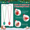 Jenaai 72 Pcs Light Up Christmas Bulb Necklace on Mardi Gras Beads, LED Light Bulbs Necklace Flashing Glow in The Dark Necklaces for Christmas Party Favor Stocking Stuffers (Red,Green) view 4