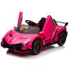 Winado 12V Ride on Car, Electric Vehicle Licensed Lamborghini Veneno for Kids, Battery Powered Car Toy w/Parent Control, Hydraulic Doors, 3 Speeds, LED Headlights, Horn, Engine Sounds - Pink view 1