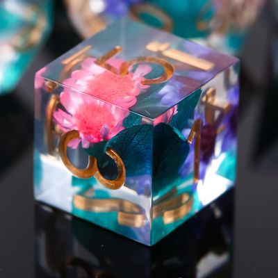 DND Dice Set, 100% Handmade Sharp Edge 7 Piece Resin Dice - FugaCity Dungeons and Dragons Polyhedral Dice Set, Crystal Clear Golden Sand D&D Dice Set for RPG MTG Table Games