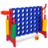 KOTEK Giant 4-in-a-Row Game, Jumbo 4-to-Score Family Game w/Quick-Release Sliders, 42 Rings, Ring Toss & Basketball Hoop, Connect Yard Game Outdoor for Kids & Adults (Without Carrying Bag, Rose) view 1