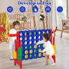KOTEK Giant 4-in-a-Row Game, Jumbo 4-to-Score Family Game w/Quick-Release Sliders, 42 Rings, Ring Toss & Basketball Hoop, Connect Yard Game Outdoor for Kids & Adults (Without Carrying Bag, Rose) view 2