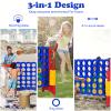 KOTEK Giant 4-in-a-Row Game, Jumbo 4-to-Score Family Game w/Quick-Release Sliders, 42 Rings, Ring Toss & Basketball Hoop, Connect Yard Game Outdoor for Kids & Adults (Without Carrying Bag, Rose) view 3
