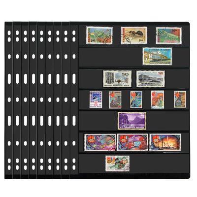 MUQING 7 Rows Stamp Collecting Album Pages, 30 Sheets Stamp Sleeves, Stamp Album Binder with Standard 9 Hole