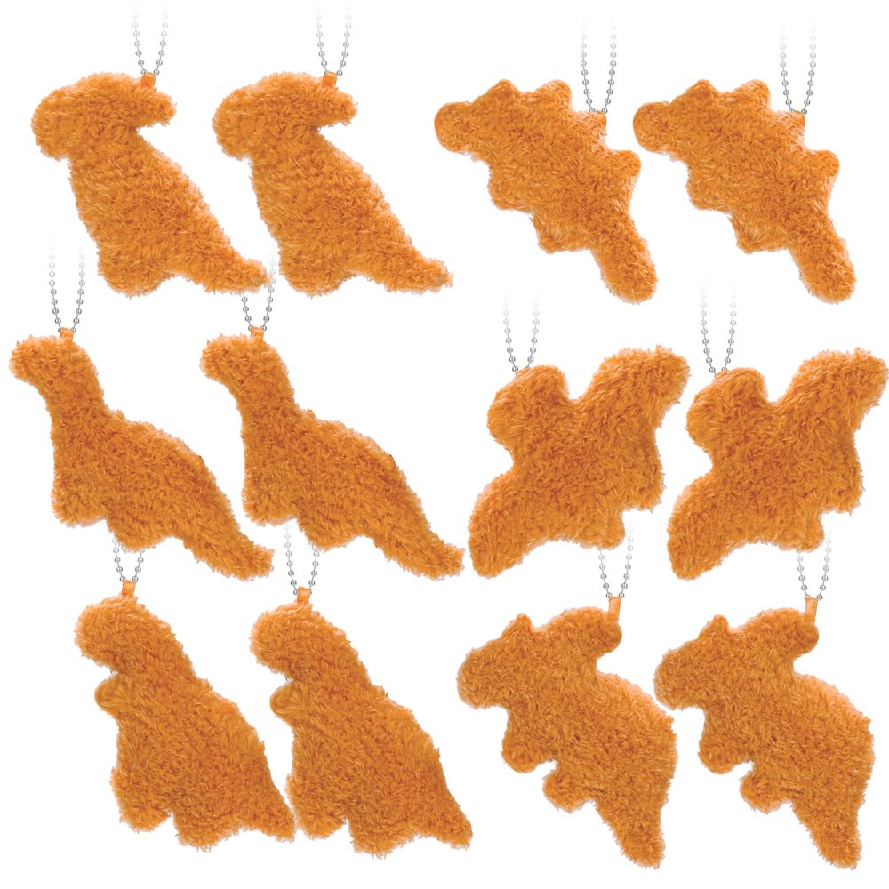 12 Pcs Dino Nugget Plush Keychain Party Favors - Mini Plush Pillow Charm Keyring for Party Supplies, Soft Stuffed Dinosaur Toy for Girls and boys, Birthday Gift, Carnival Prizes, Goodie Bag Fillers