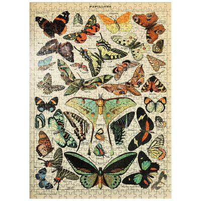 MyPuzzle Papillons - Butterflies for All, Vintage Art Poster, Adolphe Millot - Premium 500 Piece Jigsaw Puzzle for Adults