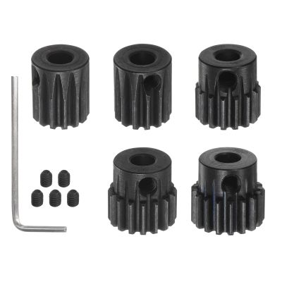 HARFINGTON 32P Hardened Pinion Motor Gear Set 5pcs 13T 14T 15T 16T 17T Fit 5mm RC Motor Shaft 0.8 Metric Pitch 32 Pitch Gears for RC Car, with Hex Key