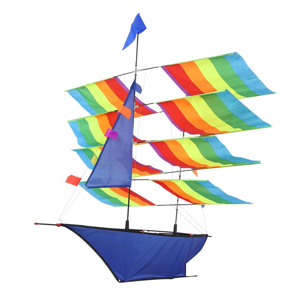 3D Huge Rainbow Sailboat Kite for Outdoor Sports and Children's Game Activity
