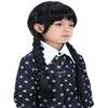 Bettecos Long Black Braided Wig for Girls with Necklace Heat Resistant Synthetic Pigtails Hair Wigs for Kids Halloween Party Cosplay Costume (Kids Wig+Necklace) view 2