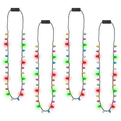 EOBOH 48PCS Christmas Necklaces Accessories, Glow Xmas Necklaces Party Favors, Christmas Lights Necklace 3 Modes Colorful Necklace, Xmas Ugly Xmas New Year Party Supplies Bulk