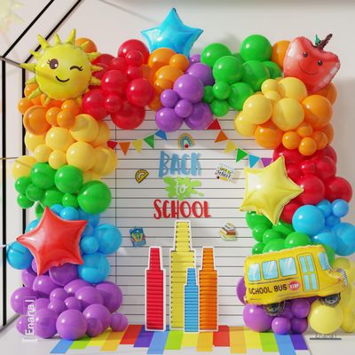 Enanal Back to School Balloon Garland Arch Kit, 158pcs Rainbow Balloons With Theme Foil Balloons for Decoration, 100 Days of School Graduation Party Supplies, Classroom Decor