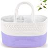ABenkle Diaper Caddy Organizer, Boho Rustic Cotton Rope Nursery Baby Basket, Changing Table Organizer for Baby Diaper Storage and Baby Shower view 1