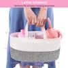 ABenkle Diaper Caddy Organizer, Boho Rustic Cotton Rope Nursery Baby Basket, Changing Table Organizer for Baby Diaper Storage and Baby Shower view 4