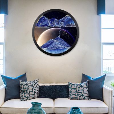 17.3" Moving Sand Art Wall Decor, Sand Art Liquid Motion Wall Hanging Art 3D Dynamic Sand Art Wall Decorative Sand Painting 360 Deep Sea Moving Sand Art Wall Sculptures for Home and Office Decor