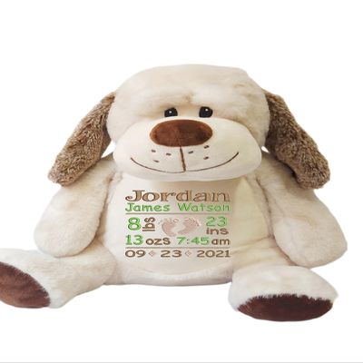 Personalized stuffed animal, Dog stuffed animal, custom animal, plush toys, gift for baby boy, gift for baby girl, newborn baby gift, Baby shower gift, Plushies, plush toys, embroidered Dog