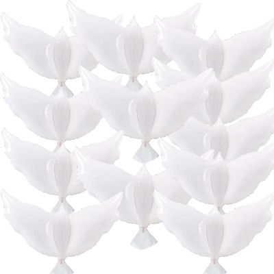 12 Pieces 36 Inches Large White Peace Dove Balloons Aluminum Foil Pigeon Bird Balloons for Wedding Engagement Funeral Memorials Remembrance Charity Party Decorations Supplies