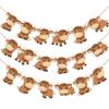 2pcs Highland Cow Party Banner - Brown Cow Print Decorations for Baby Shower, Western Theme Birthday, Farm Animal Party Supplies view 1