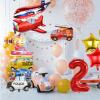12pcs Transportation Truck Plane School Bus Fire Truck Police Car Ship Ambulance Submarine Birthday Number Foil Balloon for Transportation 2nd Birthday Vehicles Theme Party Supplies Decorations (2nd) view 4