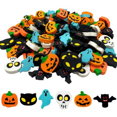 ZAKVOOR 96 Pcs Halloween Erasers, Pumpkin Ghost Bat Skull Pencil Erasers for Office Supplies, Desk Decor, Halloween Themed Stationery Accessories