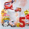 12pcs Transportation Balloons, Truck Plane School Bus Fire Truck Police Car Ship Ambulance Submarine Foil Balloon, Transportation 5th Birthday Vehicles Theme Party Supplies Decorations (5th) view 4