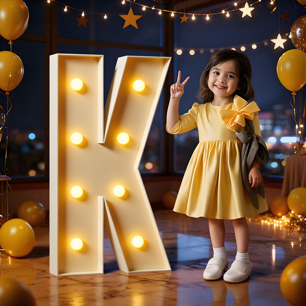 Marquee Letters 3 Feet Tall Large Light Up Letters K Happy Birthday Decorations Marry Me Engagement Party Decor Yellow Light Birthday Decorations Balloon Arch Kit Foam Sign K