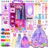 91pcs 11.5 Inch Girl Doll with Clothes, Accessories and Closet - Princess Gowns, Fashion Dresses, Outfits, Swimsuits, Shoes, Hangers - Dress Up Toys for Girls, Kids, Toddlers (Doll Included) view 1