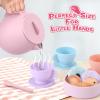 Lorfancy 20 Pcs Silicone Tea Party Set for Little Girls Kids Toddlers Tea Set with Tea Pot Cups Food Pretend Play Kitchen Accessories Christmas Birthday Gift for Girls Age 2 3 4 5 6 Year Old Toys view 2