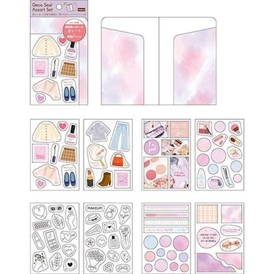 Pine Book Decor Stickers Assorted Set Cosmetics & Fashion 4.1 x 2.8 inches (10.5 x 7.2 cm) t324018