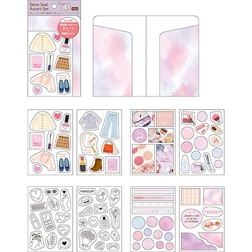 Pine Book Decor Stickers Assorted Set Cosmetics & Fashion 4.1 x 2.8 inches (10.5 x 7.2 cm) t324018