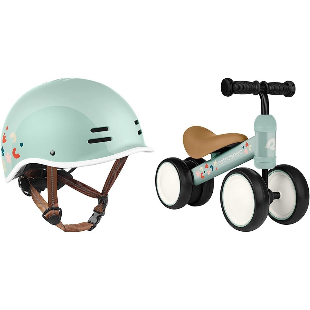 Retrospec Kids Bike Helmet and Baby Walker Balance Bike Bundle for Boys & Girls