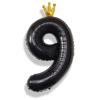 Isndare 40 Inch Crown Black Number 9 Balloon, 1 Count, Perfect for Birthday Party Decorations, Unisex, All Ages view 1