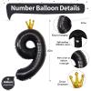 Isndare 40 Inch Crown Black Number 9 Balloon, 1 Count, Perfect for Birthday Party Decorations, Unisex, All Ages view 2