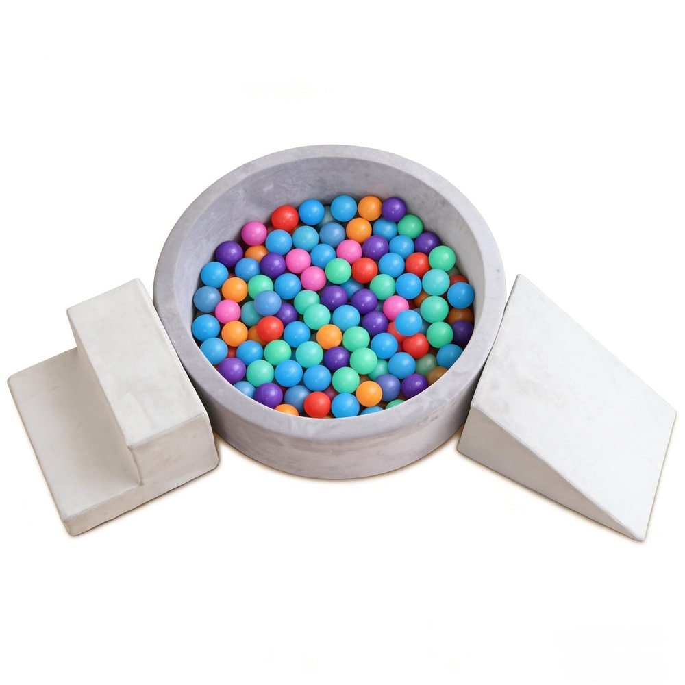 EOSAU 35.4" Baby Ball Pit for Toddlers with Foam Climbing Blocks, 3-Piece Toddler Climbing Toys Indoor, Climbing Toys for Toddlers 1-3 Inside, Soft Play Set for Kids (Ball Pit, Stair, Slope)