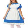 Alice Costume Womens Halloween Blue Maid Princess Dress Party Cosplay Elastic Waist Lolita Outfits 2XL view 1