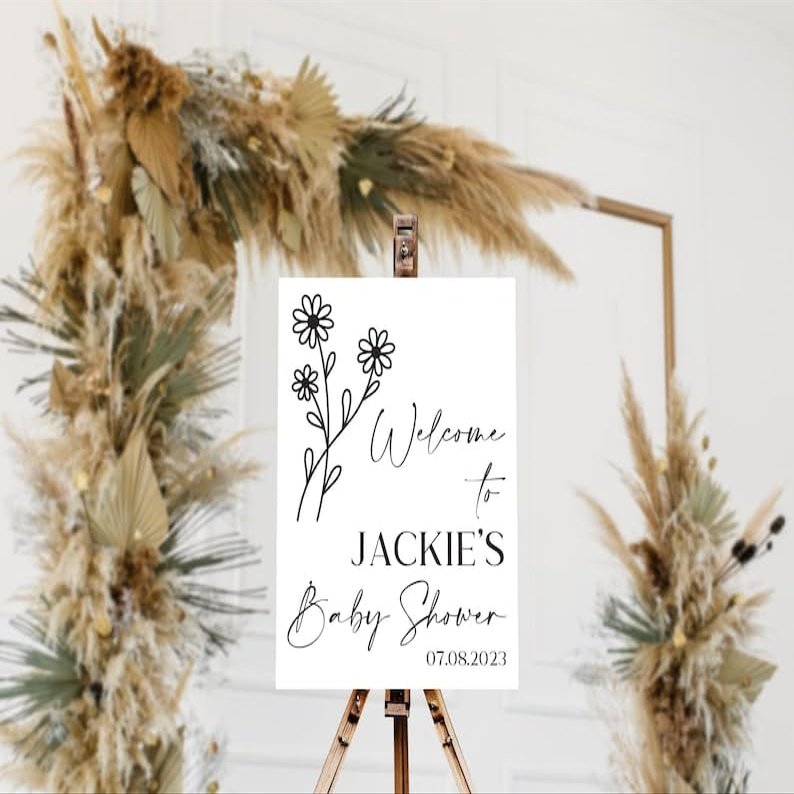 Baby Shower Welcome Sign Canvas Personalized - Flower Baby Shower Welcome Sign - Flower Baby Shower Sign - Daisy Baby Shower Welcome Sign - Daisy Baby Shower Decorations