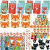 Fox Party Favors, 132PCS Fox Themed Birthday Party Supplies, Fox Gifts Goodie Bag Stuffers Stickers Stamps Toys Pinata Prizes for Jungle Safari Party Woodland Creatures Fox Birthday Party Decorations view 1