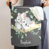 Personalized Koala Watercolor Leaves Laundry Basket with Name Text Waterproof Bedroom Living Room Storage Basket view 2