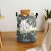 Personalized Koala Watercolor Leaves Laundry Basket with Name Text Waterproof Bedroom Living Room Storage Basket view 3