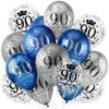 18Pcs Happy Birthday Balloons Decorations Navy Blue Silver 90th Birthday Balloons Decoration Happy 90th Birthday Confetti Latex Balloon Decorations for Men Women 90 Anniversary Birthday Party Dcor view 1