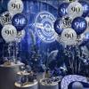 18Pcs Happy Birthday Balloons Decorations Navy Blue Silver 90th Birthday Balloons Decoration Happy 90th Birthday Confetti Latex Balloon Decorations for Men Women 90 Anniversary Birthday Party Dcor view 3