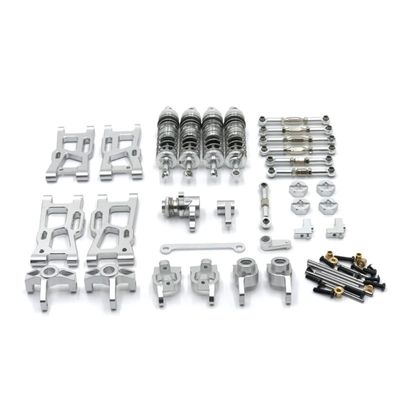 29PCs for Wltoys 144001 144002 124017 124019 144010 RC Car Upgrade and Modification Parts, Replacement Upgrade Accessories (Silver)
