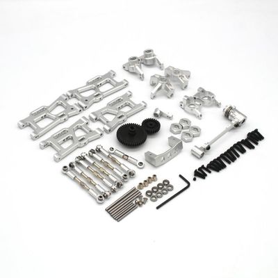 12 Sets for Wltoys 144001 144002 124016 124017 124018 124019 RC Remote Control Car Vulnerable Parts, Replacement Upgrade Accessories, Swing Arm Steering Seat Rear Wheel Seat Motor Gear (Silver)