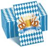 100Pcs Oktoberfest Paper Napkins Decorations, Oktoberfest Blue and White Bavarian Flag Check Luncheon Decorative Paper Napkins, Disposable Napkins for Beer Theme Oktoberfest Decorations Party Supplies view 1