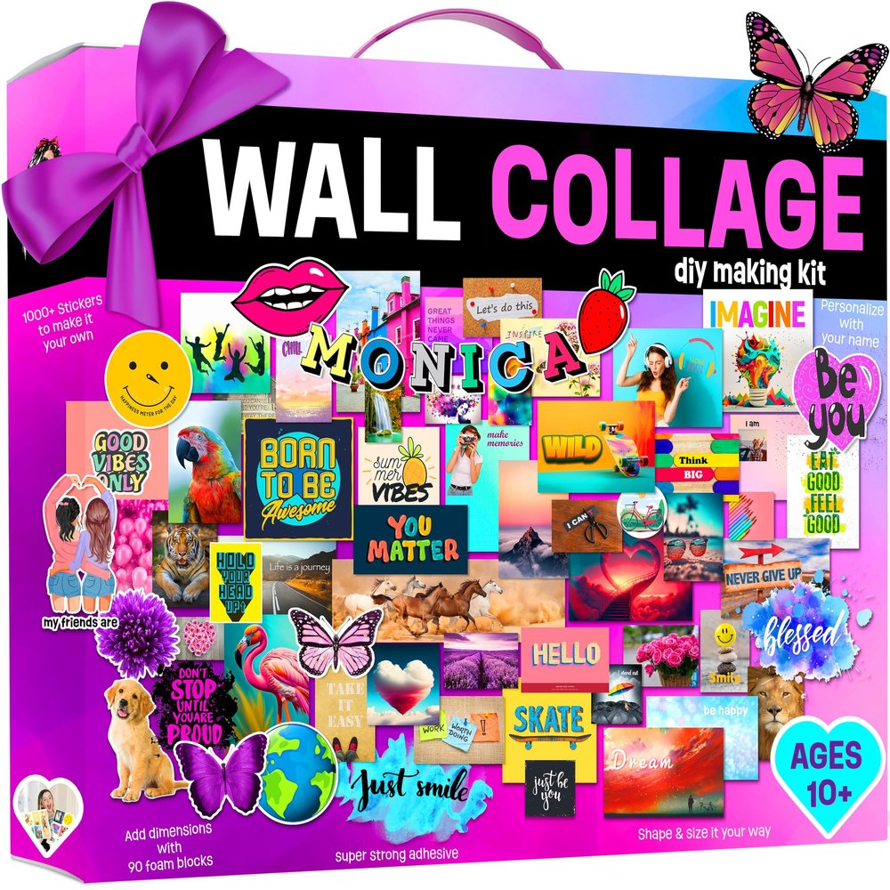 Wall Collage Kit for Teen & Tween Girls - Teenage Girl Room Decor 10 11 12 13 14 15 16 Year Old Girl Gifts 1000+ Piece DIY Crafts Kit 10-16 Years - Birthday Gifts for Teen Girls Trendy Stuff Ideas