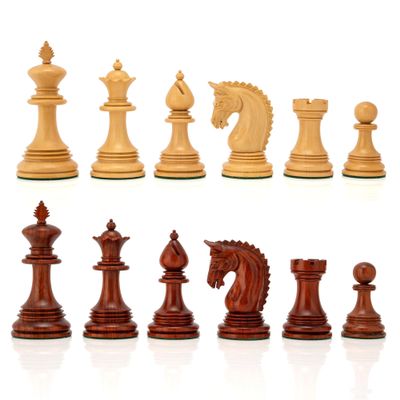 4.5 Premium Mogul Staunton Chess Pieces Only - Triple Weighted (Bud Rosewood & Boxwood)