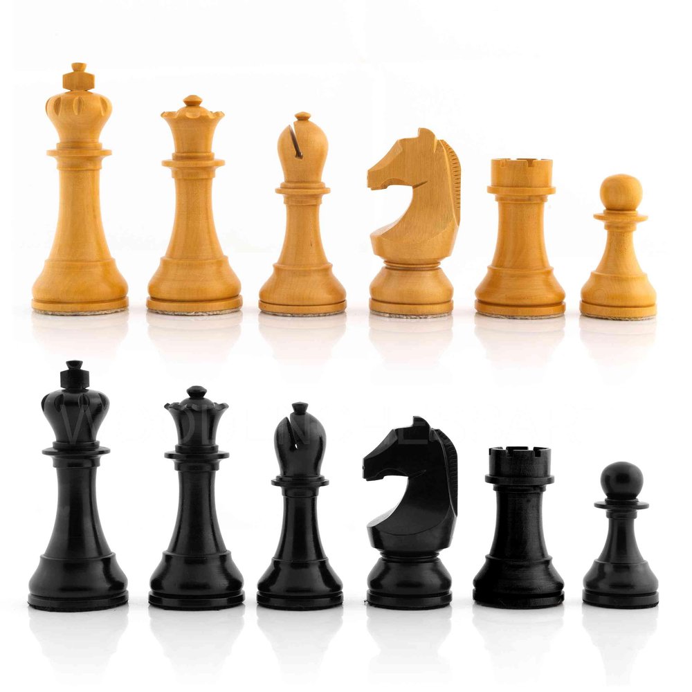3.75" Fide World Championship Reproduced Chess Pieces Only in Ebonized Boxwood