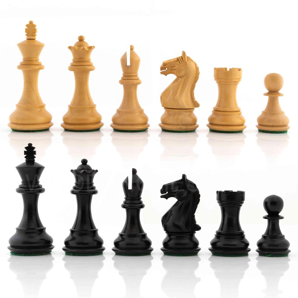 3.25" Supreme Staunton Series Chess Pieces Only - Weighted (Ebonized Boxwood & Boxwood)