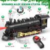 Hot Bee Train Set for Boys, Alloy Remote Control Train Toys with Steam Locomotive Cargo Cars Tracks, Trains with Realistic Smoke Sound Lights,Christmas Train Toys Gifts for 3 4 5 6 7 8+ Years Old Kids view 2