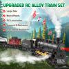 Hot Bee Train Set for Boys, Alloy Remote Control Train Toys with Steam Locomotive Cargo Cars Tracks, Trains with Realistic Smoke Sound Lights,Christmas Train Toys Gifts for 3 4 5 6 7 8+ Years Old Kids view 3